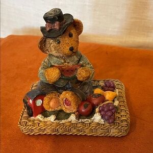 Charming Bear Figurine with Picnic Scene